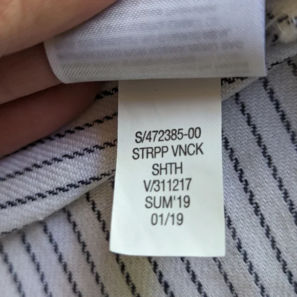 Banana Republic Linen Sleeveless Sheath White/Blue Stripe Midi Trumpet Dress 14 - Picture 8 of 10